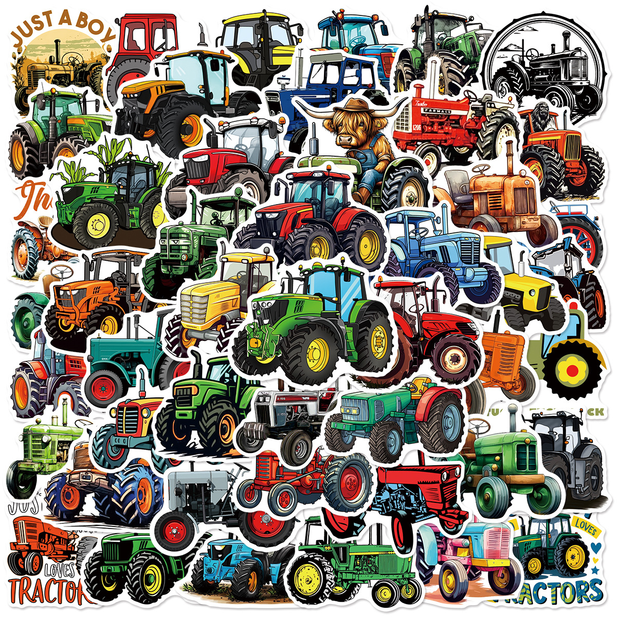 Phone Cases The Dairy - 50/100 Pcs Cartoon Farm Tractor HD
