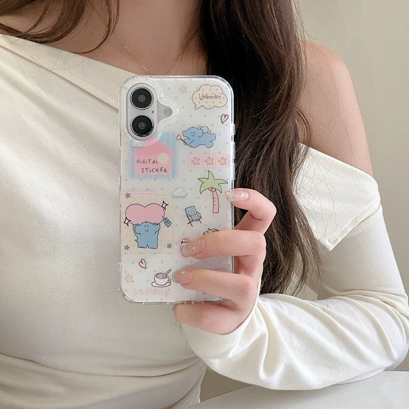 Phone Cases Cute Iphone 14 - Cute Cartoon Elephant Grabbing Love Kawaii