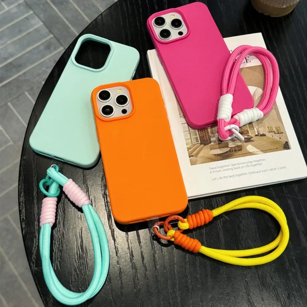 Phone Cases With Straps - Leather Texture Phone Case with Hand