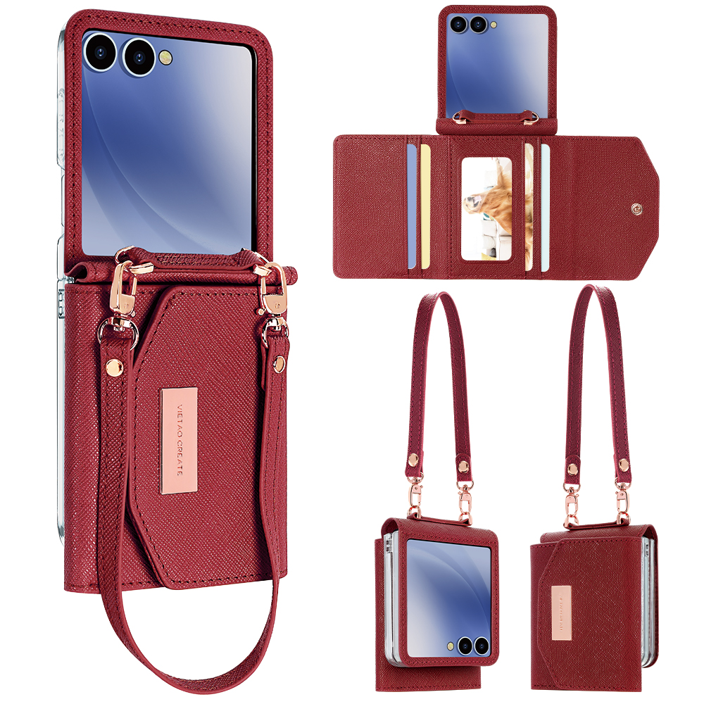 Phone Cases With Wallet - VIETAO Dark Red PU Leather Wallet