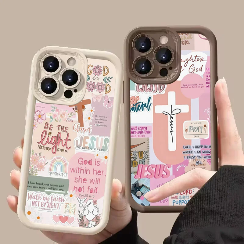 Slogan With Pink Cross Graphic - Phone Cases Jesus ulasan dan harga