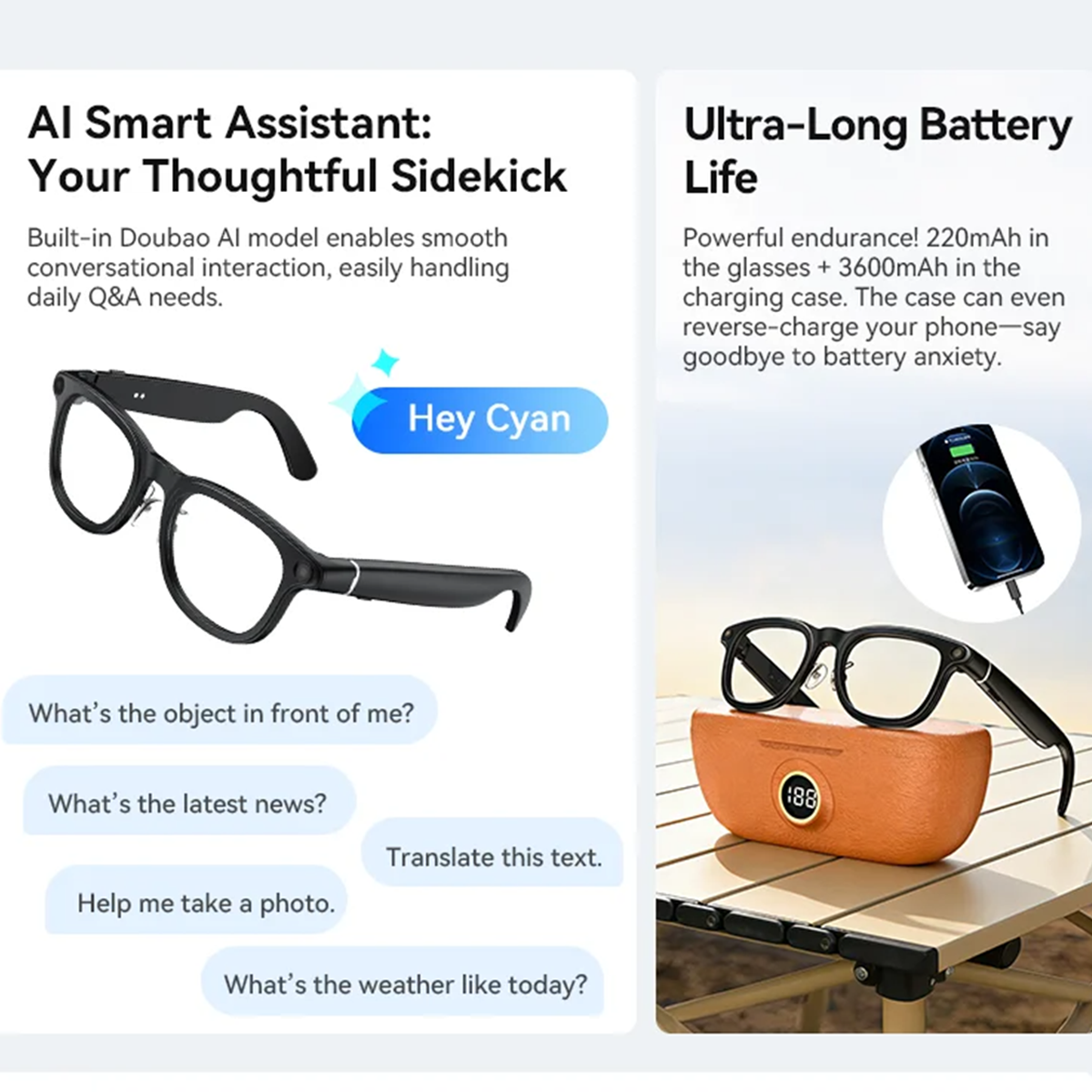 VWAR Smart Glasses with 3600mA - Phone Cases Video ulasan dan harga