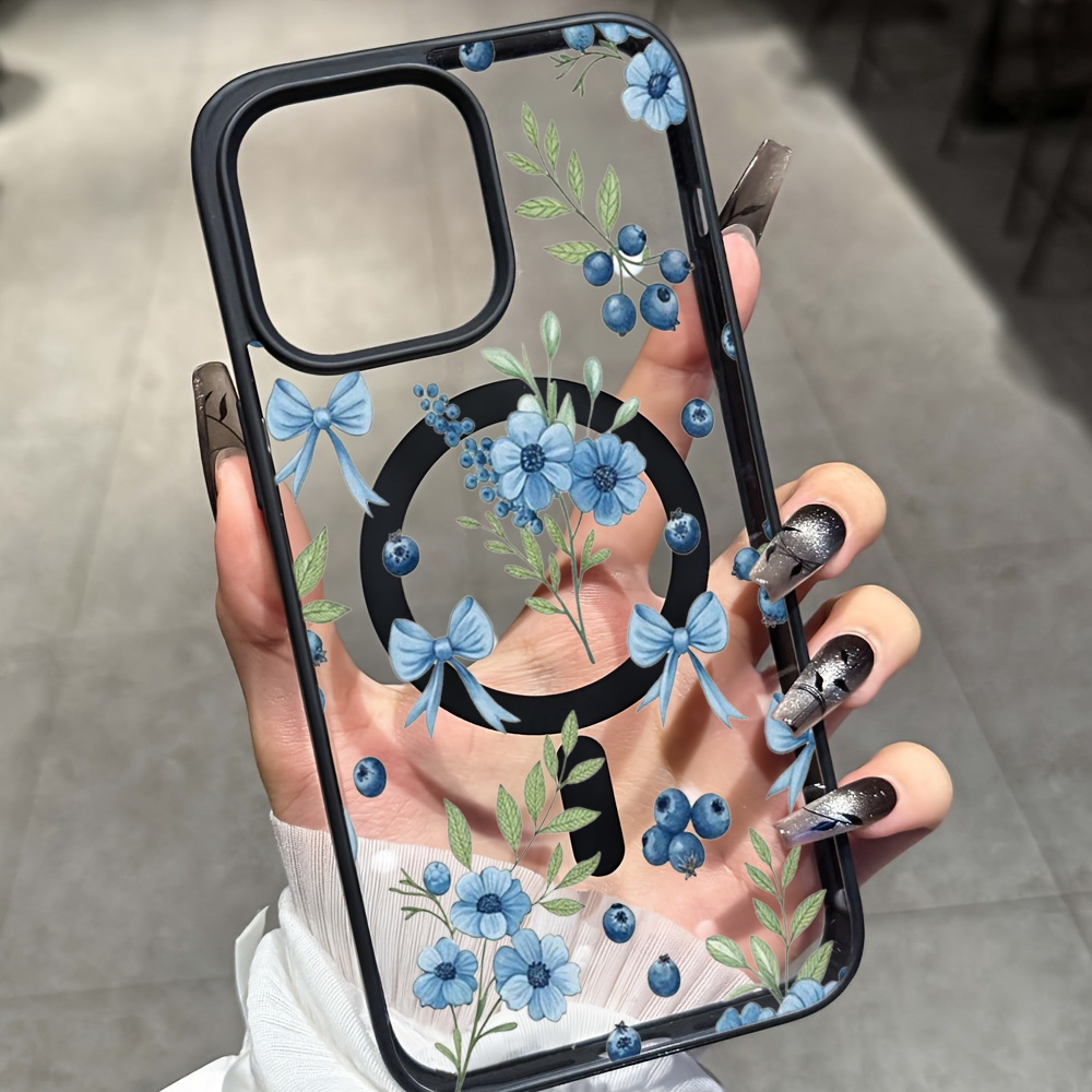 Blueberry Floral Clear Case  F - Phone Cases Iphone 16 Pro Max ulasan dan harga