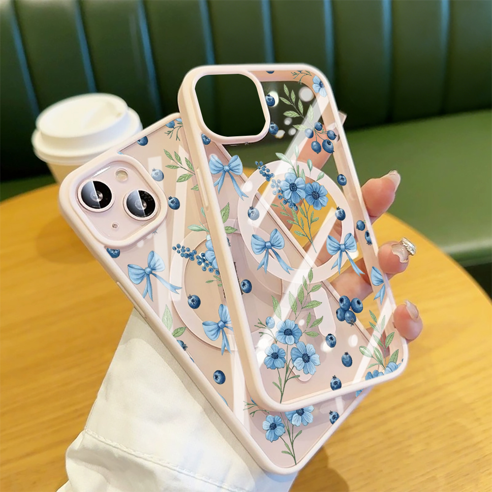 Blueberry Floral Clear Case  F - Phone Cases Iphone 16 Pro Max ulasan dan harga