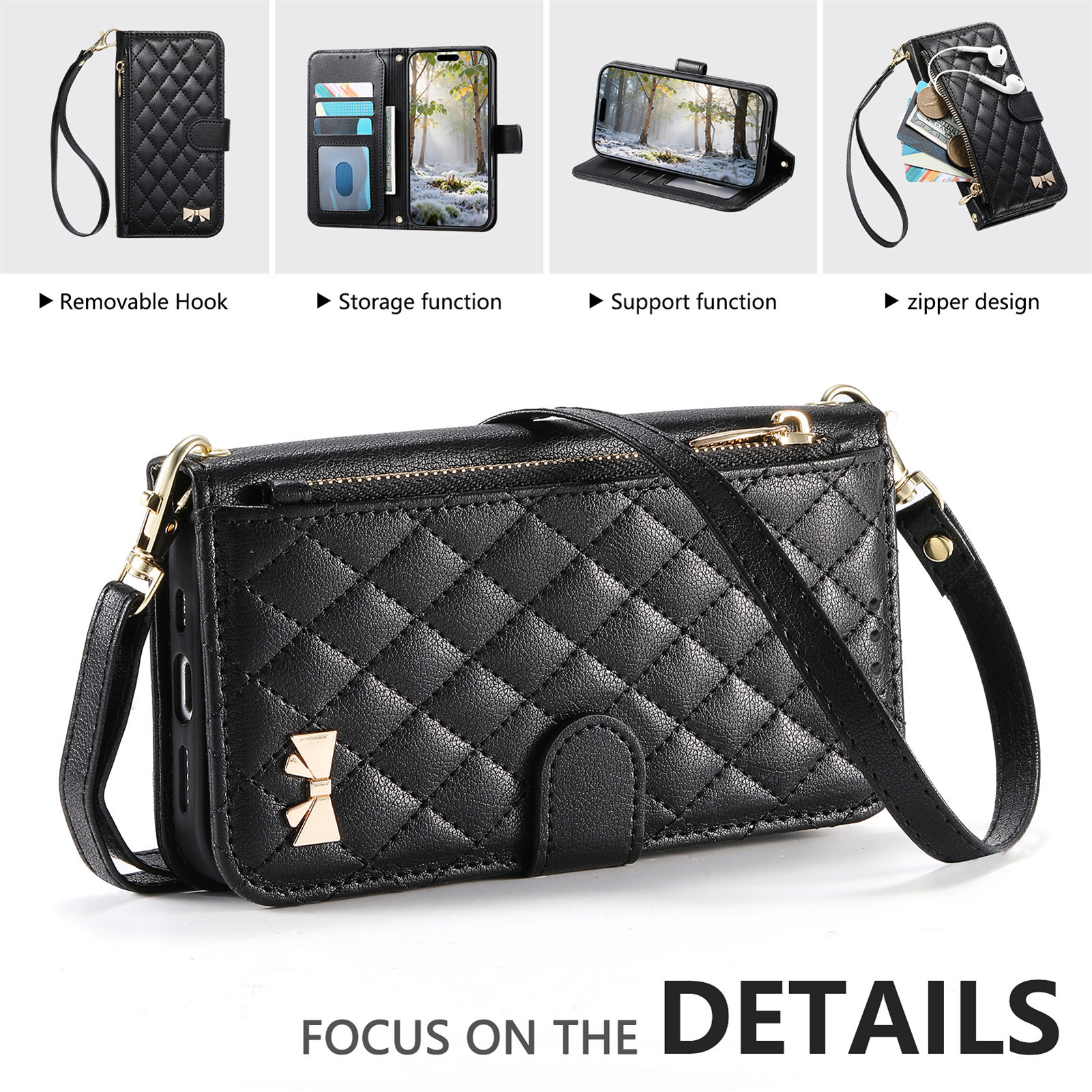 PU Leather Zipper Crossbody Wr - Phone Cases With Wallet ulasan dan harga