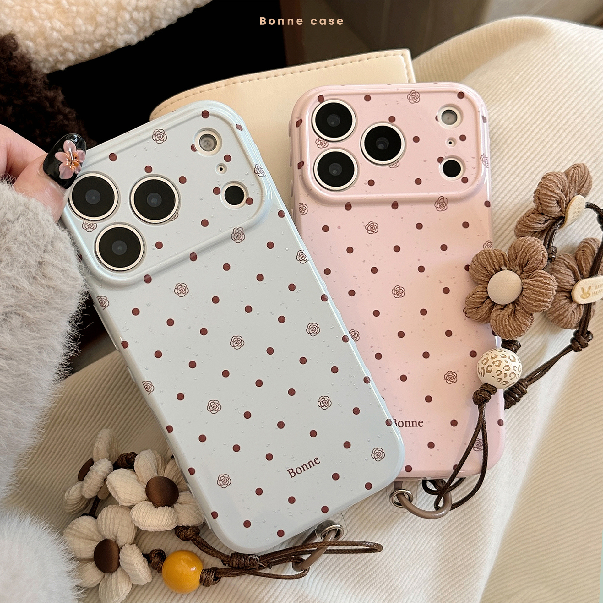 Korean Full Screen Polka Dots  - Phone Cases With Loop ulasan dan harga