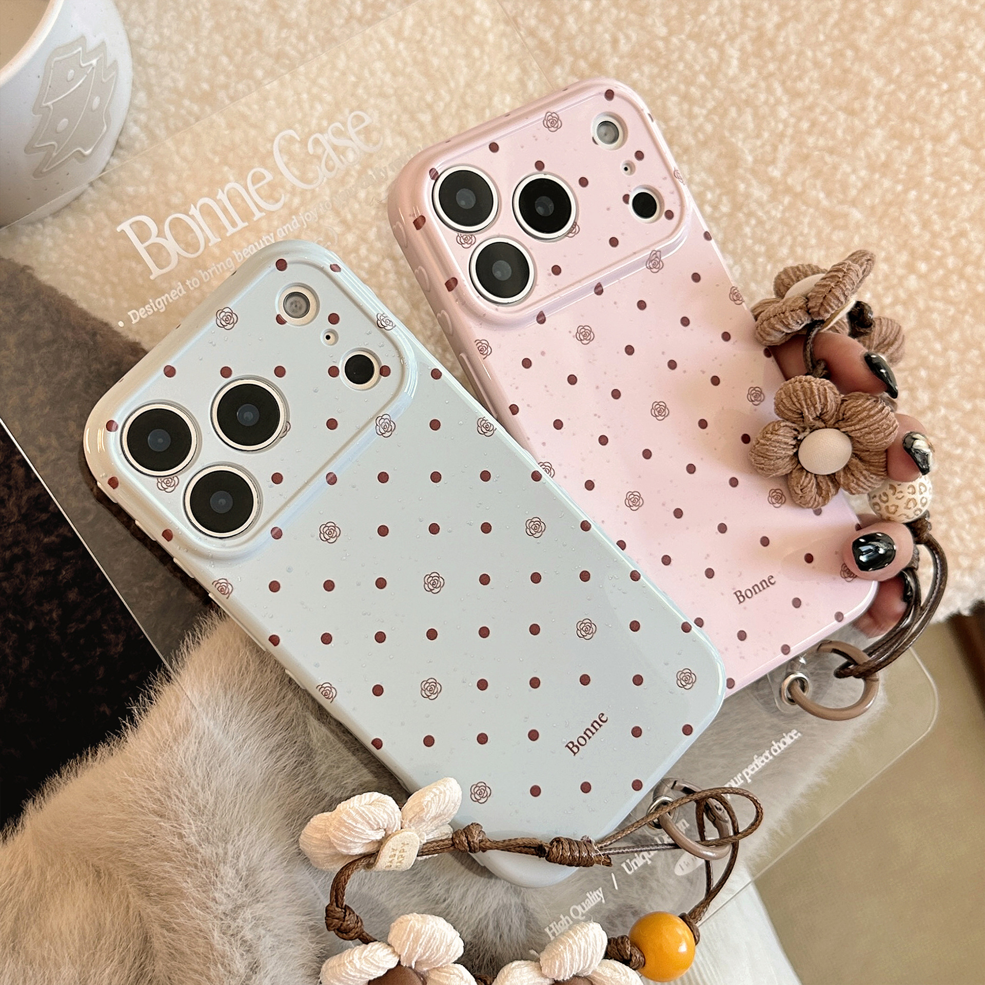 Korean Full Screen Polka Dots  - Phone Cases With Loop ulasan dan harga