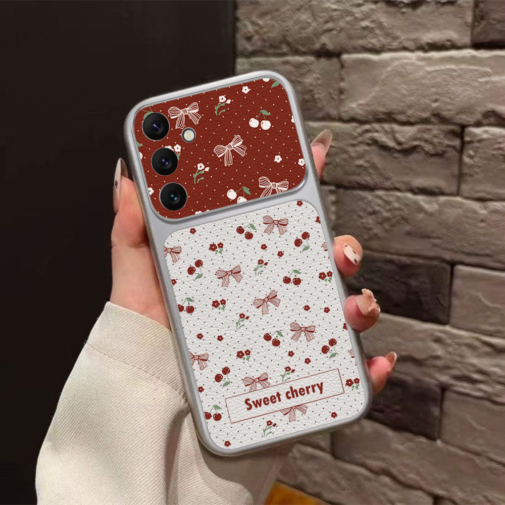 Red Cherry Bow And Flower Leat - Phone Cases Leather ulasan dan harga