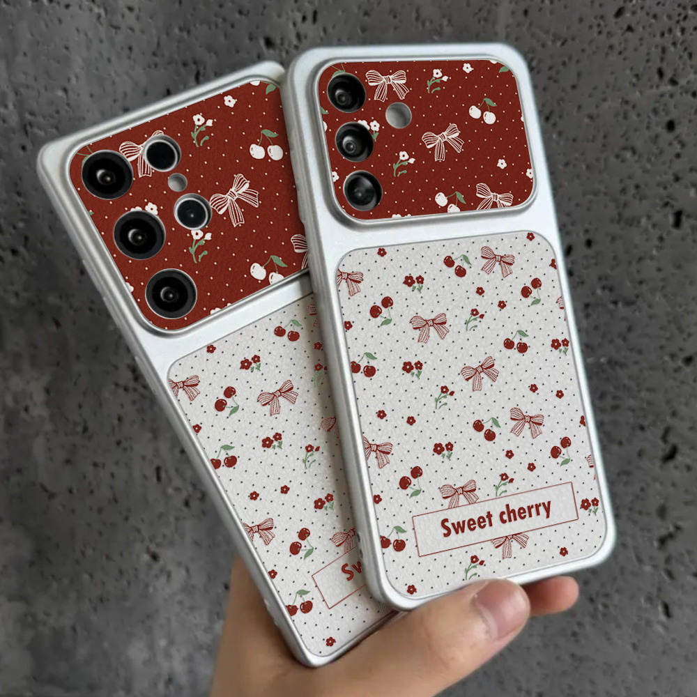 Red Cherry Bow And Flower Leat - Phone Cases Leather ulasan dan harga
