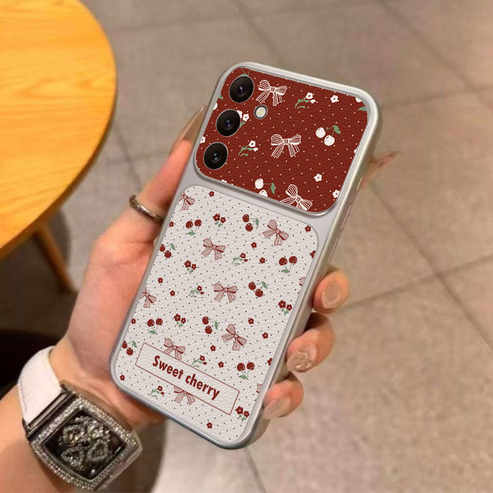 Red Cherry Bow And Flower Leat - Phone Cases Leather ulasan dan harga