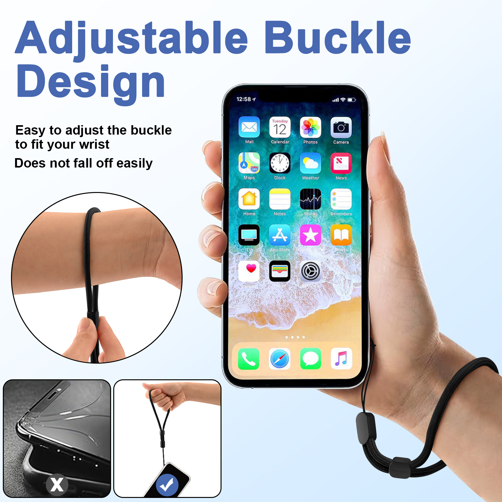 6Pcs/lot Hand Wrist Strap Lany - Phone Cases With Loop ulasan dan harga