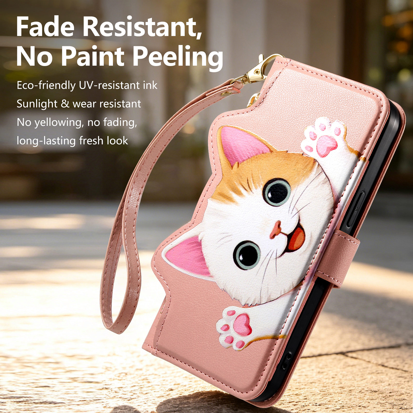 Cute Cat PU Leather Zipper Wri - Phone Cases With Wallet ulasan dan harga