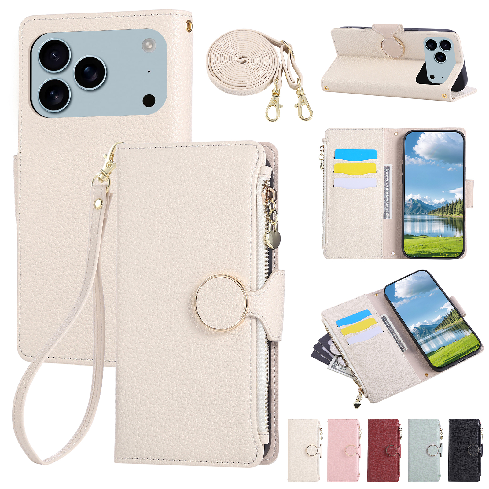 Crossbody Zipper Card Solt Wal - Phone Cases With Wallet ulasan dan harga
