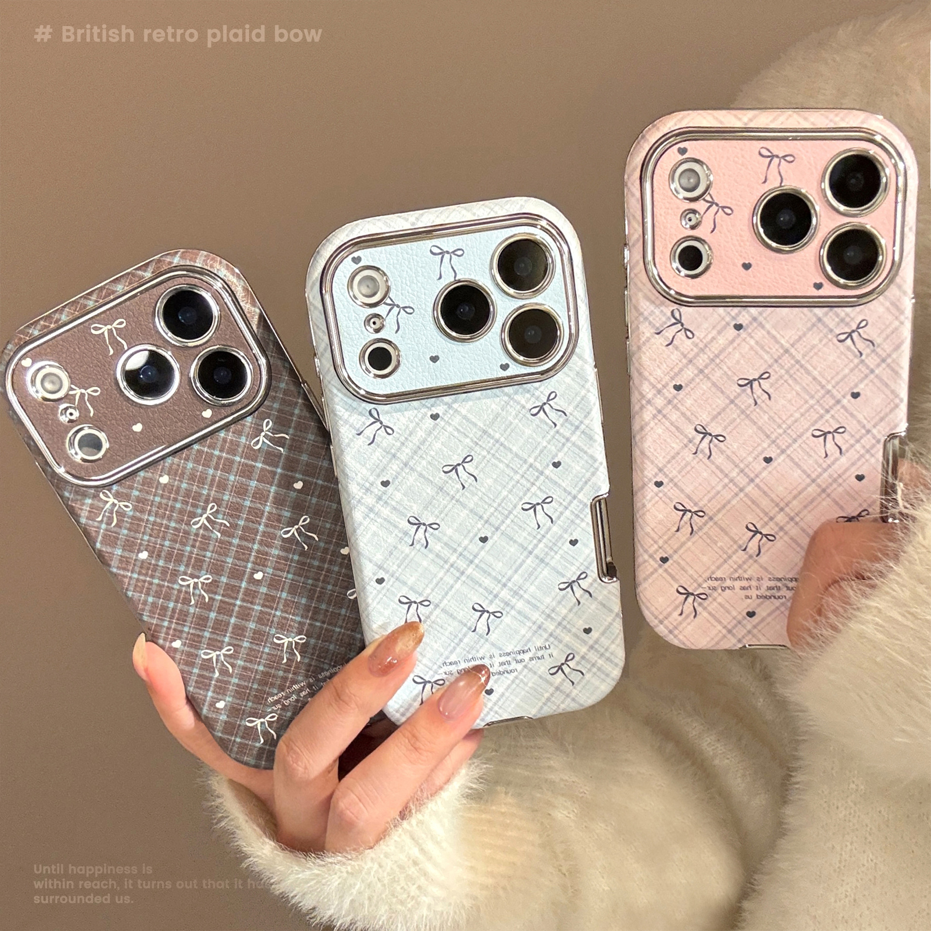 Korean Retro Plaid Grid Patter - Phone Cases Leather ulasan dan harga