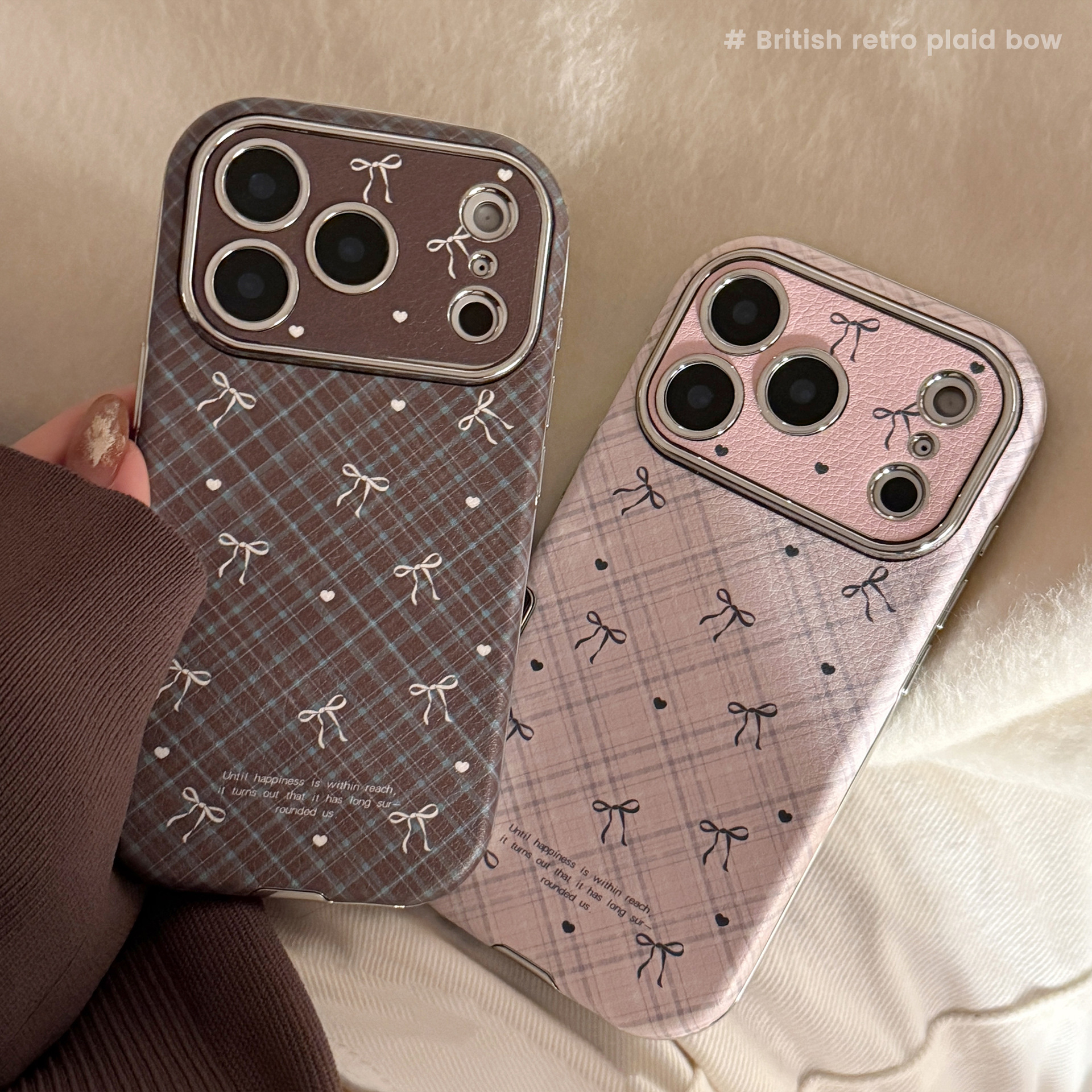 Korean Retro Plaid Grid Patter - Phone Cases Leather ulasan dan harga